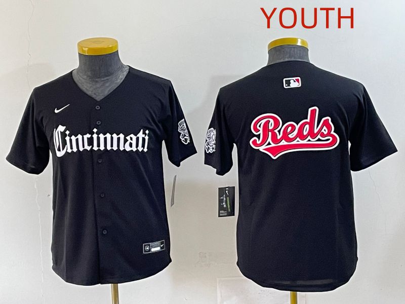 Youth 2025 Cincinnati Reds Blank Black Five generations Joint Name Nike MLB Jersey style 7->youth mlb jersey->Youth Jersey
